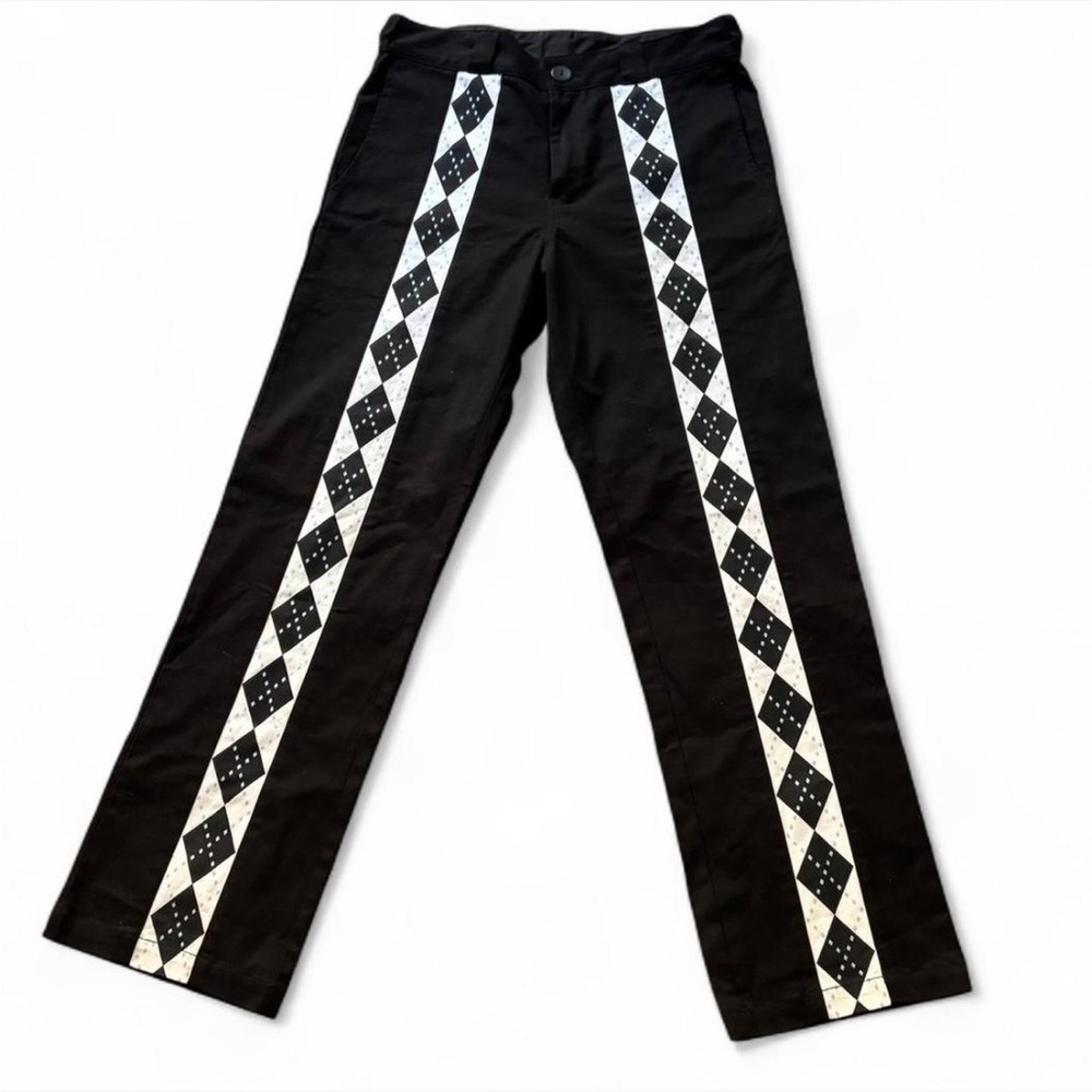 Hot Lava Black Pants with White Diamond Pattern, Ska Pants, Punk Pants, Goth